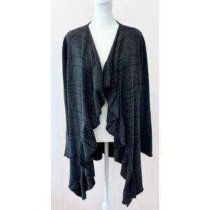 Eileen Fisher Cashmere/Merino Wool Open Ruffle Front Cardigan Size M